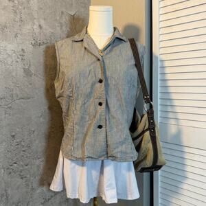 Black & White Striped Button-Up Vest